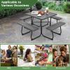 imageGiantex Picnic Table Set for Up to 8 Persons Round Outdoor Table and Bench Set with Umbrella Hole HDPE Top amp Metal Frame 2000LBS Capacity Patio Table Bench for Deck Backyard Garden GreenBlack