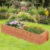 imageGiantex Raised Garden Bed 44 x 11 x 10 Wood Planter Box with Drainage Holes Outdoor Rectangular Raised Beds for Flower Vegetable Herb