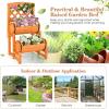 imageGiantex Raised Garden Bed with 2 Barrel Planters amp Trellis 2Tier Freestanding Wooden Raised Bed for Vegetable Flower Fruit Indoor Outdoor Plant Box for Garden Yard Balcony18Lx18Wx32H