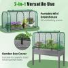 imageGiantex Raised Garden Bed with Cover Wood Elevated Planter Box with Legs amp Mini Greenhouse Waterproof SunProtective PE Green House Cover Outdoor Use for Fruit Vegetable Flower Herb WhiteGrayGreengray