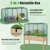 imageGiantex Raised Garden Bed with Cover Wood Elevated Planter Box with Legs amp Mini Greenhouse Waterproof SunProtective PE Green House Cover Outdoor Use for Fruit Vegetable Flower Herb WhiteGrayGreennatural
