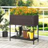 imageGiantex Raised Garden Bed with Legs 40 x 12 Rattan Elevated Planter Box wStorage Shelf Removable Liner Drainage Gaps for Vegetables Flowers amp Herbs Outdoor Planting Stand for Backyard PatioBrown