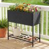 imageGiantex Raised Garden Bed with Legs 40 x 12 Rattan Elevated Planter Box wStorage Shelf Removable Liner Drainage Gaps for Vegetables Flowers amp Herbs Outdoor Planting Stand for Backyard PatioBlack