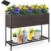 imageGiantex Raised Garden Bed with Legs 40 x 12 Rattan Elevated Planter Box wStorage Shelf Removable Liner Drainage Gaps for Vegetables Flowers amp Herbs Outdoor Planting Stand for Backyard PatioBrown