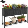 imageGiantex Raised Garden Bed with Legs 40 x 12 Rattan Elevated Planter Box wStorage Shelf Removable Liner Drainage Gaps for Vegetables Flowers amp Herbs Outdoor Planting Stand for Backyard PatioBlack