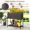 imageGiantex Raised Garden Bed with Legs 40 x 12 Rattan Elevated Planter Box wStorage Shelf Removable Liner Drainage Gaps for Vegetables Flowers amp Herbs Outdoor Planting Stand for Backyard PatioBrown