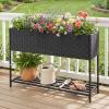 imageGiantex Raised Garden Bed with Legs 40 x 12 Rattan Elevated Planter Box wStorage Shelf Removable Liner Drainage Gaps for Vegetables Flowers amp Herbs Outdoor Planting Stand for Backyard PatioBlack