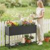 imageGiantex Raised Garden Bed with Legs 40 x 12 Rattan Elevated Planter Box wStorage Shelf Removable Liner Drainage Gaps for Vegetables Flowers amp Herbs Outdoor Planting Stand for Backyard PatioBlack