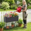 imageGiantex Raised Garden Bed with Legs 40 x 12 Rattan Elevated Planter Box wStorage Shelf Removable Liner Drainage Gaps for Vegetables Flowers amp Herbs Outdoor Planting Stand for Backyard PatioBlack