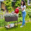 imageGiantex Raised Garden Bed with Legs 40 x 12 Rattan Elevated Planter Box wStorage Shelf Removable Liner Drainage Gaps for Vegetables Flowers amp Herbs Outdoor Planting Stand for Backyard PatioBrown