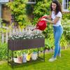 imageGiantex Raised Garden Bed with Legs 40 x 12 Rattan Elevated Planter Box wStorage Shelf Removable Liner Drainage Gaps for Vegetables Flowers amp Herbs Outdoor Planting Stand for Backyard PatioBrown