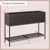 imageGiantex Raised Garden Bed with Legs 40 x 12 Rattan Elevated Planter Box wStorage Shelf Removable Liner Drainage Gaps for Vegetables Flowers amp Herbs Outdoor Planting Stand for Backyard PatioBrown
