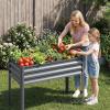 imageGiantex Raised Garden Bed with Legs 44 x 22 x 32 Metal Large Elevated Planter Box for Vegetable Flower Fruit Herb Heavy Duty Outdoor Gardening Planter for Backyard Patio Balcony GrayGray