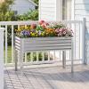 imageGiantex Raised Garden Bed with Legs 44 x 22 x 32 Metal Large Elevated Planter Box for Vegetable Flower Fruit Herb Heavy Duty Outdoor Gardening Planter for Backyard Patio Balcony GraySilver