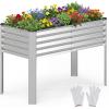imageGiantex Raised Garden Bed with Legs 44 x 22 x 32 Metal Large Elevated Planter Box for Vegetable Flower Fruit Herb Heavy Duty Outdoor Gardening Planter for Backyard Patio Balcony GraySilver