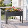 imageGiantex Raised Garden Bed with Legs 44 x 22 x 32 Metal Large Elevated Planter Box for Vegetable Flower Fruit Herb Heavy Duty Outdoor Gardening Planter for Backyard Patio Balcony GrayDark Gray