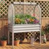 imageGiantex Raised Garden Bed with Legs amp Greenhouse Cover 44x22x60 Elevated Metal Planter Box with Rollup Door Outdoor Mini Greenhouse for Vegetable Flower Herb Patio Balcony Black2Silver