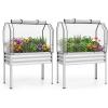 imageGiantex Raised Garden Bed with Legs amp Greenhouse Cover 44x22x60 Elevated Metal Planter Box with Rollup Door Outdoor Mini Greenhouse for Vegetable Flower Herb Patio Balcony Black2Silver