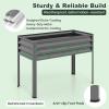 imageGiantex Raised Garden Bed with Legs amp Greenhouse Cover 44x22x60 Elevated Metal Planter Box with Rollup Door Outdoor Mini Greenhouse for Vegetable Flower Herb Patio Balcony Black2Gray
