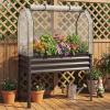 imageGiantex Raised Garden Bed with Legs amp Greenhouse Cover 44x22x60 Elevated Metal Planter Box with Rollup Door Outdoor Mini Greenhouse for Vegetable Flower Herb Patio Balcony Black2Black