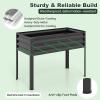 imageGiantex Raised Garden Bed with Legs amp Greenhouse Cover 44x22x60 Elevated Metal Planter Box with Rollup Door Outdoor Mini Greenhouse for Vegetable Flower Herb Patio Balcony Black2Black