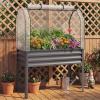 imageGiantex Raised Garden Bed with Legs amp Greenhouse Cover 44x22x60 Elevated Metal Planter Box with Rollup Door Outdoor Mini Greenhouse for Vegetable Flower Herb Patio Balcony Black2Gray