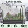 imageGiantex Raised Garden Bed with Legs amp Greenhouse Cover 44x22x60 Elevated Metal Planter Box with Rollup Door Outdoor Mini Greenhouse for Vegetable Flower Herb Patio Balcony Black2Black