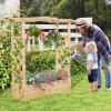 imageGiantex Raised Garden Bed with Sided Trellis amp Roof Set 2 31x16x41 Wood Elevated Planter Box Freestanding Garden Planter Raised Bed for Flowers Herbs Climbing VinesBrownNatural