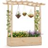imageGiantex Raised Garden Bed with Sided Trellis amp Roof Set 2 31x16x41 Wood Elevated Planter Box Freestanding Garden Planter Raised Bed for Flowers Herbs Climbing VinesBrownNatural