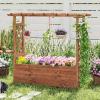 imageGiantex Raised Garden Bed with Sided Trellis amp Roof Set 2 31x16x41 Wood Elevated Planter Box Freestanding Garden Planter Raised Bed for Flowers Herbs Climbing VinesBrownBrown