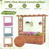 imageGiantex Raised Garden Bed with Sided Trellis amp Roof Set 2 31x16x41 Wood Elevated Planter Box Freestanding Garden Planter Raised Bed for Flowers Herbs Climbing VinesBrownBrown