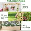imageGiantex Raised Garden Bed with Sided Trellis amp Roof Set 2 31x16x41 Wood Elevated Planter Box Freestanding Garden Planter Raised Bed for Flowers Herbs Climbing VinesBrownNatural