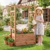imageGiantex Raised Garden Bed with Sided Trellis amp Roof Set 2 31x16x41 Wood Elevated Planter Box Freestanding Garden Planter Raised Bed for Flowers Herbs Climbing VinesBrownBrown