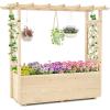 imageGiantex Raised Garden Bed with Sided Trellis amp Roof Set 2 31x16x41 Wood Elevated Planter Box Freestanding Garden Planter Raised Bed for Flowers Herbs Climbing VinesBrownNatural