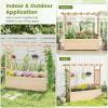 imageGiantex Raised Garden Bed with Sided Trellis amp Roof Set 2 31x16x41 Wood Elevated Planter Box Freestanding Garden Planter Raised Bed for Flowers Herbs Climbing VinesBrownNatural