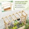 imageGiantex Raised Garden Bed with Sided Trellis amp Roof Set 2 31x16x41 Wood Elevated Planter Box Freestanding Garden Planter Raised Bed for Flowers Herbs Climbing VinesBrownNatural
