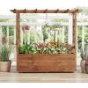 imageGiantex Raised Garden Bed with Sided Trellis amp Roof Set 2 31x16x41 Wood Elevated Planter Box Freestanding Garden Planter Raised Bed for Flowers Herbs Climbing VinesBrownBrown