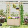 imageGiantex Raised Garden Bed with Sided Trellis amp Roof Set 2 31x16x41 Wood Elevated Planter Box Freestanding Garden Planter Raised Bed for Flowers Herbs Climbing VinesBrownNatural