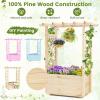 imageGiantex Raised Garden Bed with Sided Trellis amp Roof Set 2 31x16x41 Wood Elevated Planter Box Freestanding Garden Planter Raised Bed for Flowers Herbs Climbing VinesBrownNatural