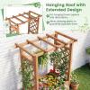 imageGiantex Raised Garden Bed with Sided Trellis amp Roof Set 2 31x16x41 Wood Elevated Planter Box Freestanding Garden Planter Raised Bed for Flowers Herbs Climbing VinesBrownBrown