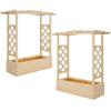 imageGiantex Raised Garden Bed with Sided Trellis amp Roof Set 2 31x16x41 Wood Elevated Planter Box Freestanding Garden Planter Raised Bed for Flowers Herbs Climbing VinesBrownNatural