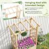 imageGiantex Raised Garden Bed with Sided Trellis amp Roof Set 2 31x16x41 Wood Elevated Planter Box Freestanding Garden Planter Raised Bed for Flowers Herbs Climbing VinesBrownNatural
