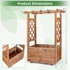 imageGiantex Raised Garden Bed with Sided Trellis amp Roof Set 2 31x16x41 Wood Elevated Planter Box Freestanding Garden Planter Raised Bed for Flowers Herbs Climbing VinesBrownBrown