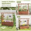 imageGiantex Raised Garden Bed with Sided Trellis amp Roof Set 2 31x16x41 Wood Elevated Planter Box Freestanding Garden Planter Raised Bed for Flowers Herbs Climbing VinesBrownBrown