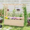 imageGiantex Raised Garden Bed with Sided Trellis amp Roof Set 2 31x16x41 Wood Elevated Planter Box Freestanding Garden Planter Raised Bed for Flowers Herbs Climbing VinesBrownNatural