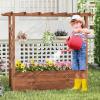 imageGiantex Raised Garden Bed with Sided Trellis amp Roof Set 2 31x16x41 Wood Elevated Planter Box Freestanding Garden Planter Raised Bed for Flowers Herbs Climbing VinesBrownBrown