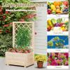 imageGiantex Raised Garden Bed with Trellis 39x14x40 Wood Elevated Planter Box wDrainage Hole for Climbing Vine Flower Herb Vegetable Fruit Planting Container for Indoor Outdoor Patio BalconyNatural