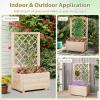 imageGiantex Raised Garden Bed with Trellis 39x14x40 Wood Elevated Planter Box wDrainage Hole for Climbing Vine Flower Herb Vegetable Fruit Planting Container for Indoor Outdoor Patio BalconyNatural