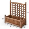 imageGiantex Raised Garden Bed with Trellis 39x14x40 Wood Elevated Planter Box wDrainage Hole for Climbing Vine Flower Herb Vegetable Fruit Planting Container for Indoor Outdoor Patio BalconyBrown