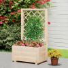 imageGiantex Raised Garden Bed with Trellis 39x14x40 Wood Elevated Planter Box wDrainage Hole for Climbing Vine Flower Herb Vegetable Fruit Planting Container for Indoor Outdoor Patio BalconyNatural